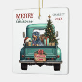 Rottweiler Dog Retro Truck Christmas Keramisch Ornament (Links)