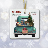 Rottweiler Dog Retro Truck Christmas Keramisch Ornament