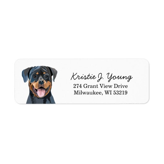 Rottweiler Dog Return Address Label (Voorkant)