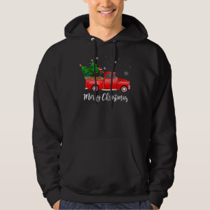 Rottweiler Dog Riding Red Truck Kerstmis Hoodie