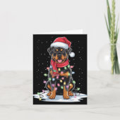 Rottweiler Dog Santa Hat Christmas Tree Light Xmas Kaart (Voorkant)