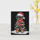 Rottweiler Dog Santa Hat Christmas Tree Light Xmas Kaart (Gele Bloem)