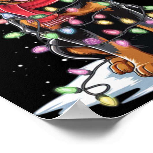 Rottweiler Dog Santa Hat Christmas Tree Light Xmas Poster (Hoek)