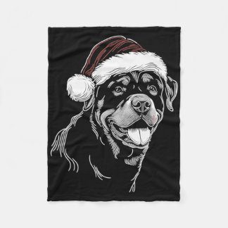 Rottweiler Dog Santa Hat Christmas Xmas Pajama  Fleece Deken