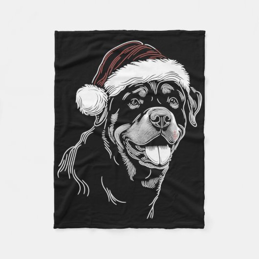 Rottweiler Dog Santa Hat Christmas Xmas Pajama  Fleece Deken (Voorkant)