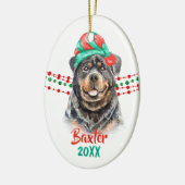 Rottweiler Dog Santa Hat Holiday String Beads Keramisch Ornament (Links)
