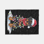 Rottweiler Dog Santa Hat Kerstboom Light Xmas Fleece Deken (Voorkant (Horizontaal))