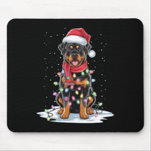 Rottweiler Dog Santa Hat Kerstboom Light Xmas Muismat