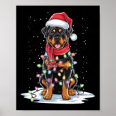 Rottweiler Dog Santa Hat Kerstboom Light Xmas Poster (Voorkant)