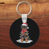 Rottweiler Dog Santa Hat Kerstboom Light Xmas Sleutelhanger (Voorkant)