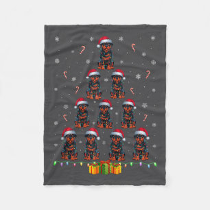 Rottweiler Dog Santa Hat Xmas Light Mannen Vrouwen Fleece Deken