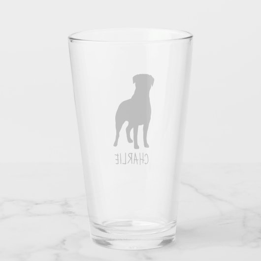 Rottweiler Dog Silhouette Aangepaste Rottie Glas (Achterkant)