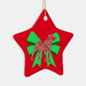 Rottweiler Dog Silhouette Green Bow Kerstmis Keramisch Ornament (Rechts)
