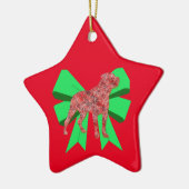 Rottweiler Dog Silhouette Green Bow Kerstmis Keramisch Ornament (Links)