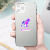 Rottweiler Dog Silhouette Hot Pink & Blue Sticker (Telefoon)