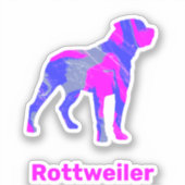 Rottweiler Dog Silhouette Hot Pink & Blue Sticker (Voorkant)