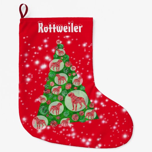 Rottweiler Dog Silhouette-kerstboom Grote Kerstsok (Voorkant)