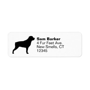 Rottweiler Dog Silhouette Retouradres Etiket