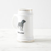 Rottweiler Dog Silhouette Yellow & Black Grid Bierpul (Voorkant links)