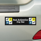 Rottweiler Dog Silhouette Yellow & Blue Grid Bumpersticker (Op auto)