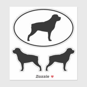 Rottweiler Dog Silhouettes Vinyl Sticker Set