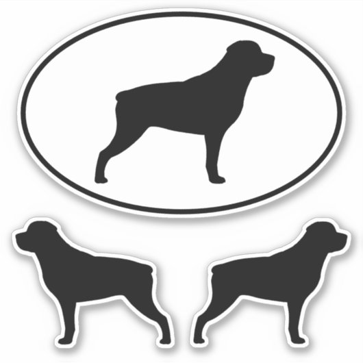 Rottweiler Dog Silhouettes Vinyl Sticker Set (Voorkant)