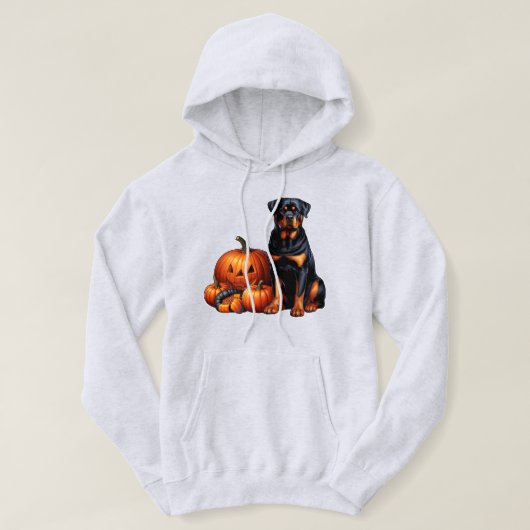 Rottweiler Dog Sitting beroemd gemaakt door Hallow Hoodie (Design voorkant)
