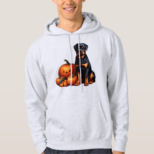 Rottweiler Dog Sitting beroemd gemaakt door Hallow Hoodie (Voorkant)