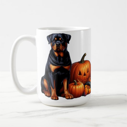 Rottweiler Dog Sitting beroemd gemaakt door Hallow Koffiemok (Links)