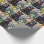 Rottweiler Dog Spring Flowers Painting Cadeaupapier (Hoek)