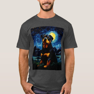 Rottweiler Dog Sterrennacht Van Gogh Kunstliefhebb T-shirt