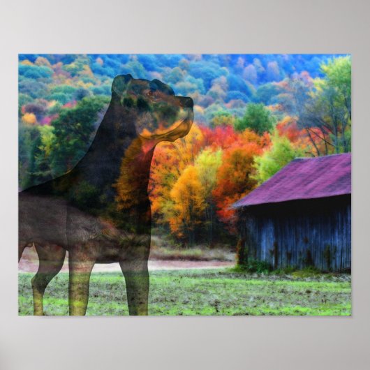 Rottweiler Dog Tobacco Barn Fantasy Art Poster (Voorkant)
