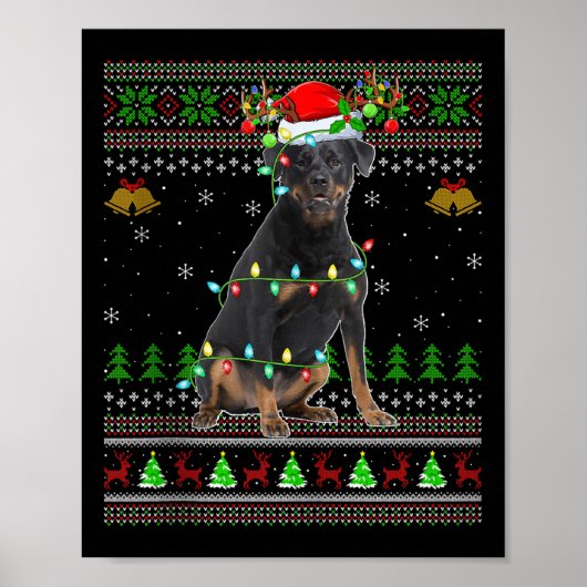 Rottweiler Dog Ugly Christmas Sweaters Holiday San Poster (Voorkant)