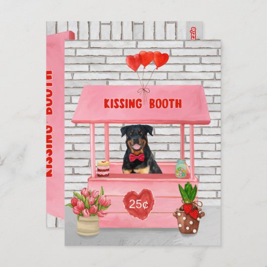 Rottweiler Dog Valentijnsdag Kissing Booth Briefkaart (Voorkant / Achterkant)