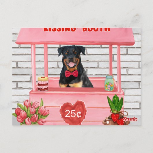 Rottweiler Dog Valentijnsdag Kissing Booth Briefkaart (Achterkant)