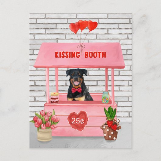 Rottweiler Dog Valentijnsdag Kissing Booth Briefkaart (Voorkant)