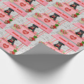 Rottweiler Dog Valentijnsdag Kissing Booth Cadeaupapier (Hoek)