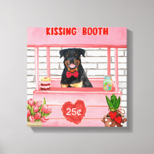 Rottweiler Dog Valentijnsdag Kissing Booth Canvas Afdruk