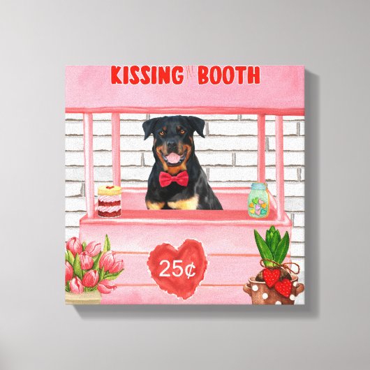 Rottweiler Dog Valentijnsdag Kissing Booth Canvas Afdruk (Voorkant)