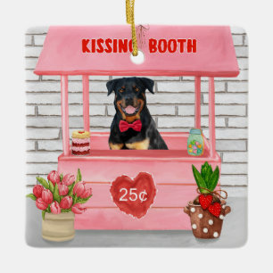 Rottweiler Dog Valentijnsdag Kissing Booth Keramisch Ornament