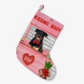 Rottweiler Dog Valentijnsdag Kissing Booth Kleine Kerstsok (Voorkant (Hangend))