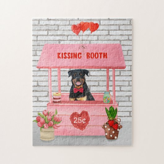 Rottweiler Dog Valentijnsdag Kissing Booth Legpuzzel (Verticaal)
