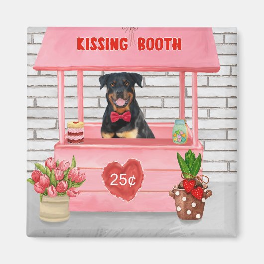 Rottweiler Dog Valentijnsdag Kissing Booth Magneet (Voorkant)