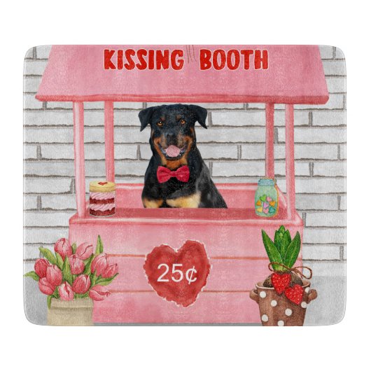 Rottweiler Dog Valentijnsdag Kissing Booth Snijplank (Voorkant)