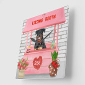 Rottweiler Dog Valentijnsdag Kissing Booth Vierkante Klok (Hoek)