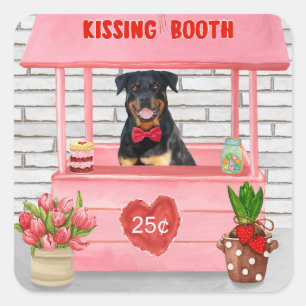 Rottweiler Dog Valentijnsdag Kissing Booth Vierkante Sticker