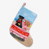 Rottweiler Dog Valentijnsdag Truck Hearts Kleine Kerstsok (Voorkant (Hangend))