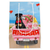Rottweiler Dog Valentijnsdag Truck Hearts Medium Cadeauzakje (Achterkant)