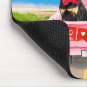 Rottweiler Dog Valentijnsdag Truck Hearts Muismat (Hoek)