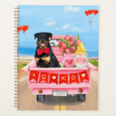 Rottweiler Dog Valentijnsdag Truck Hearts Planner (Voorkant)